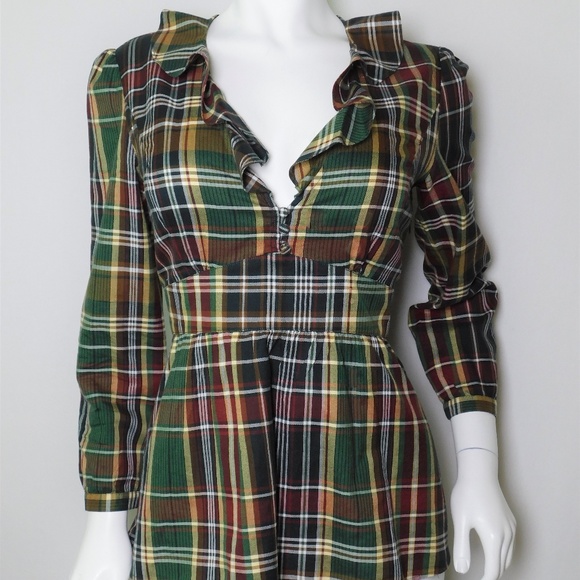 J. Crew Tops - J. Crew Plaid Ruffle Shirt Top Women's 8